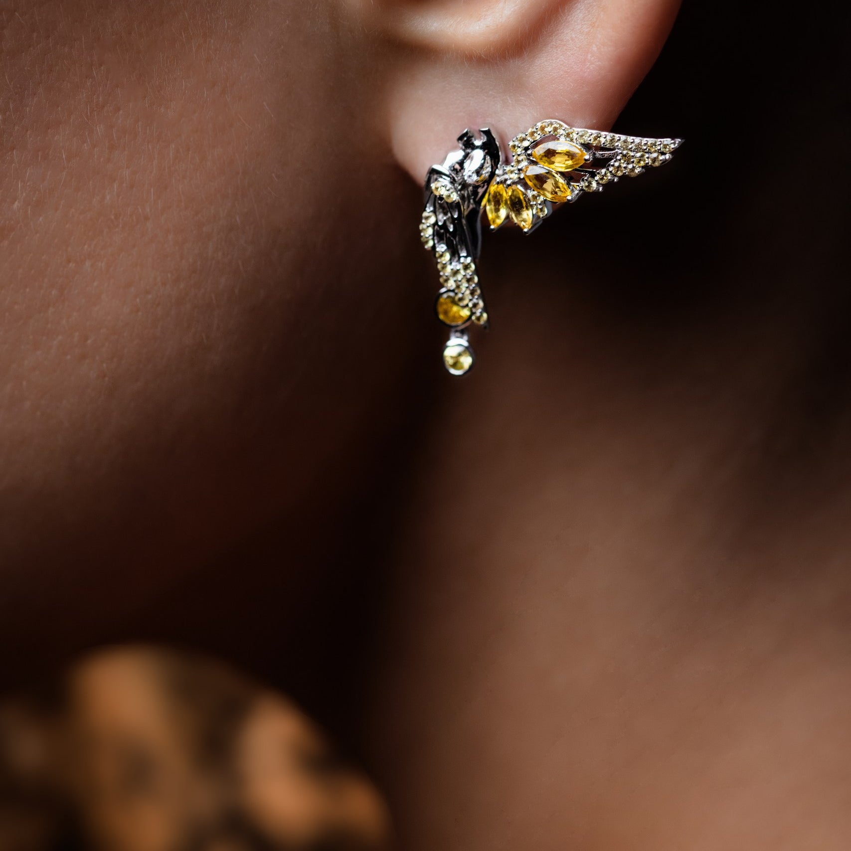 Wings of Freedom Earrings Yellow Sapphires