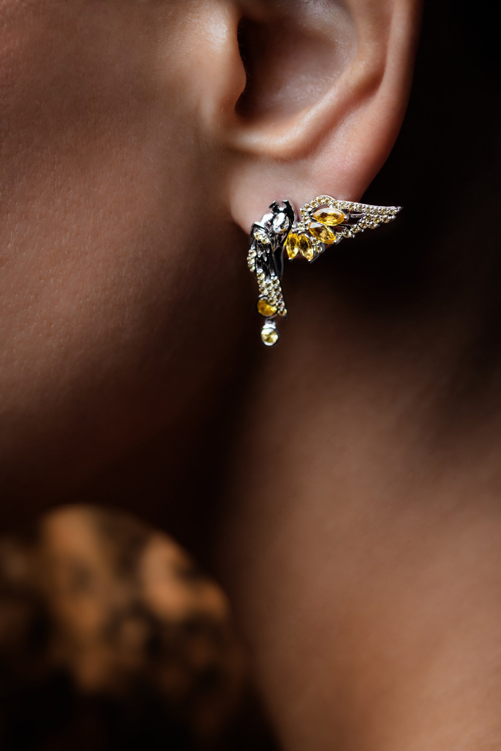 Wings of Freedom Earrings Yellow Sapphires