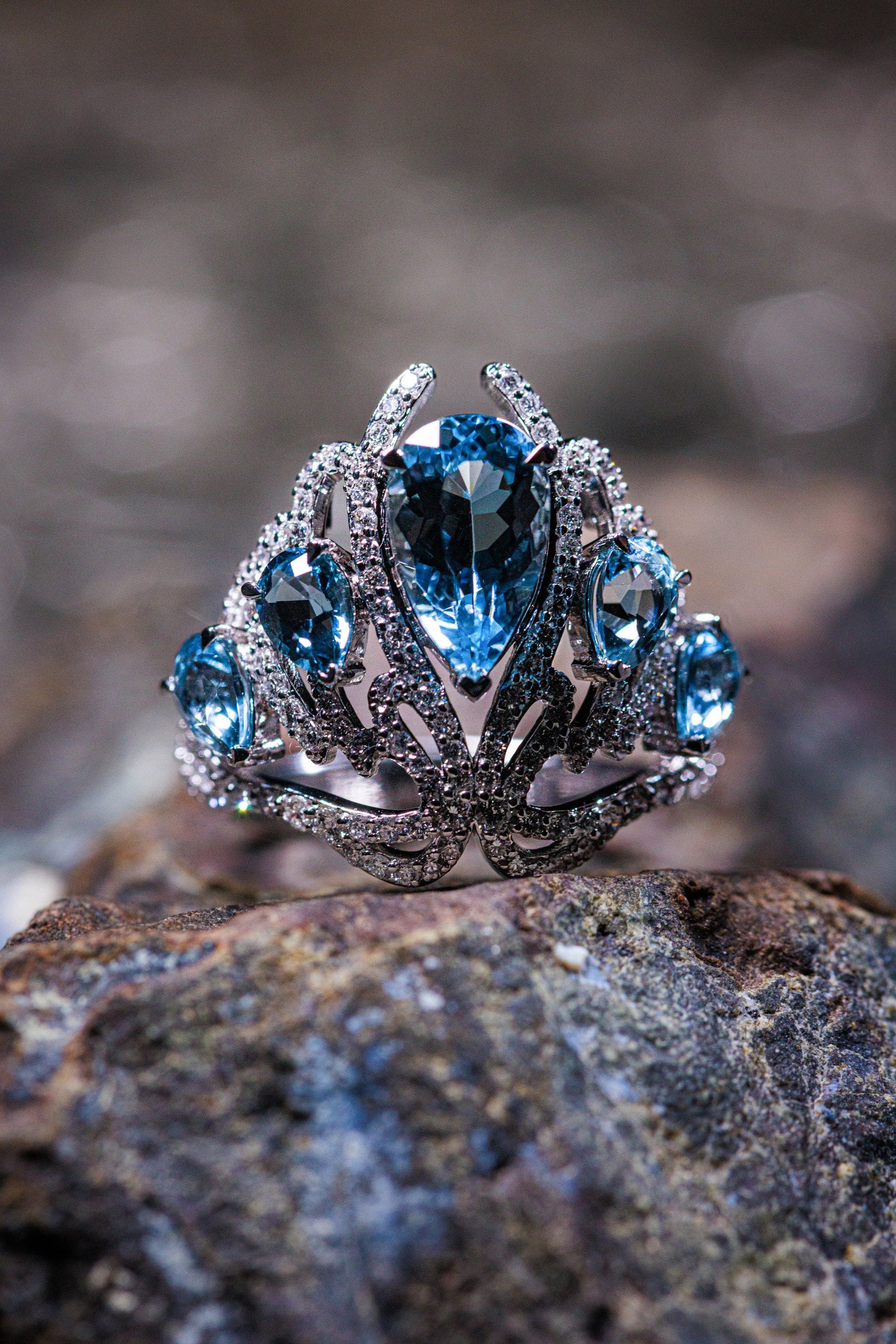 Wings of Freedom Ring Aquamarines