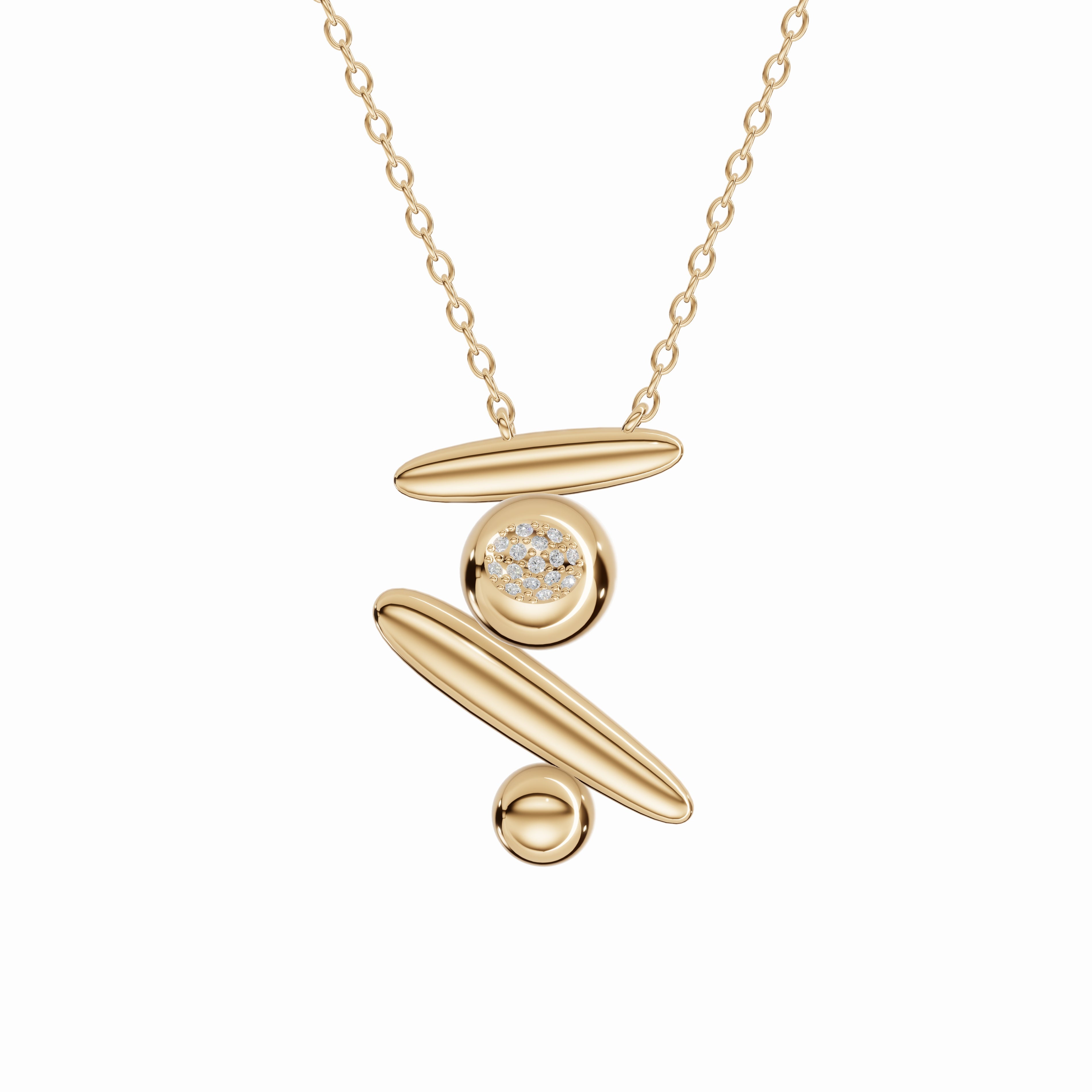 Flow Pause Return Necklace, Yellow Gold, Diamonds