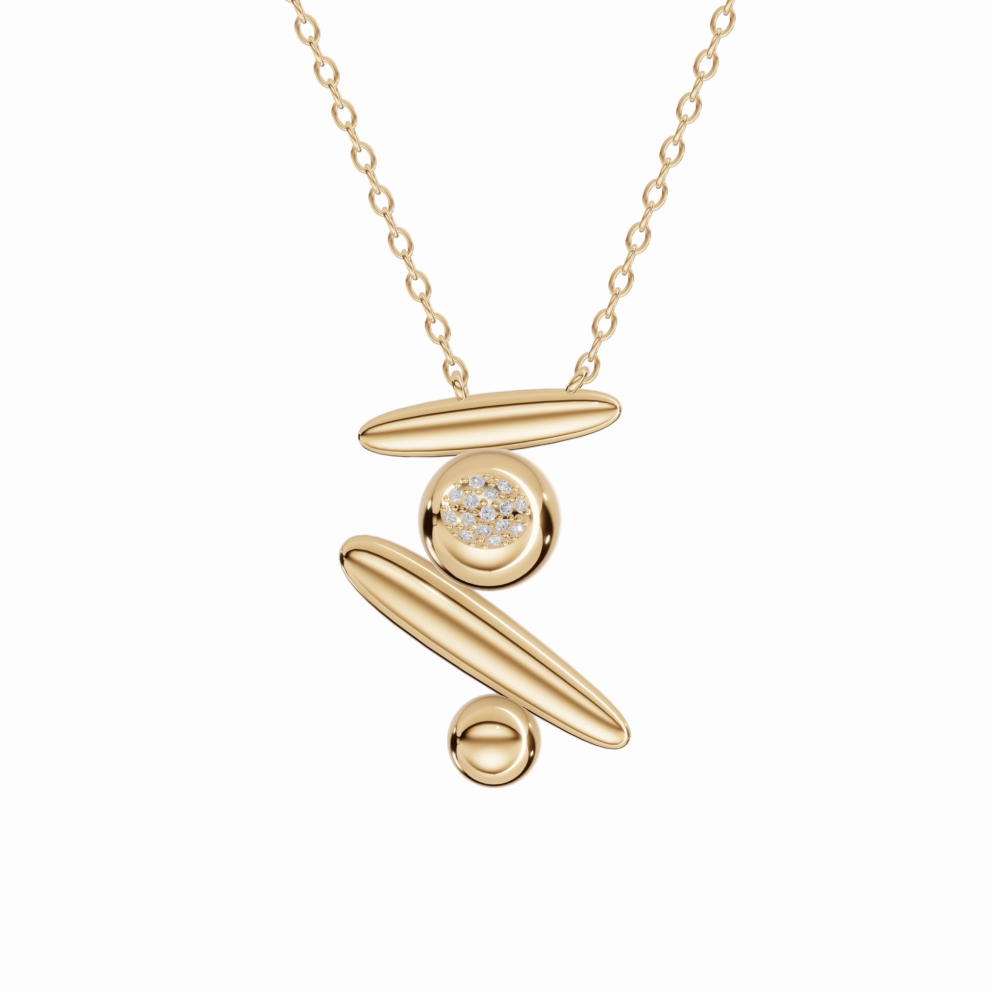 Flow Pause Return Necklace, Yellow Gold, Diamonds
