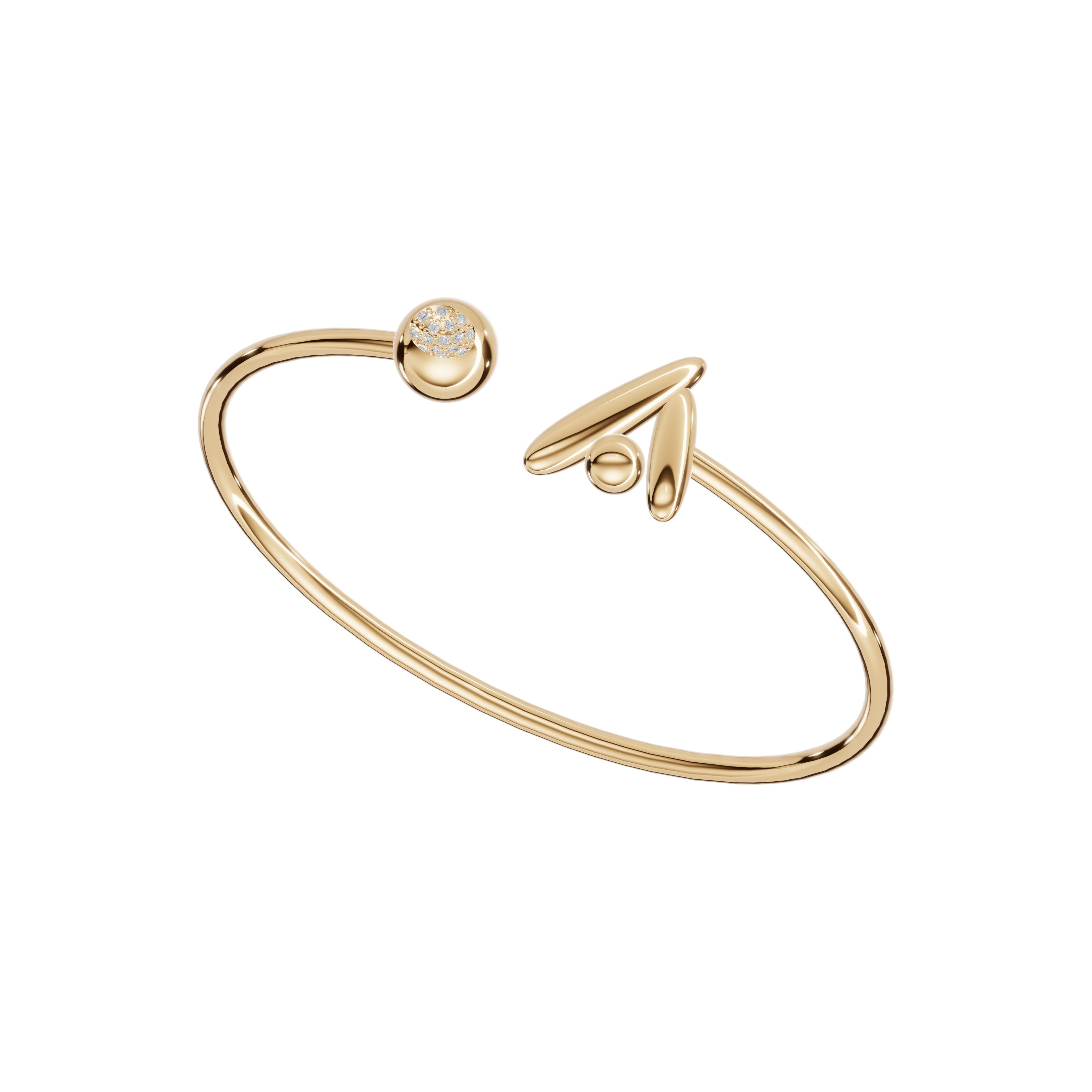 Circle Complete Bracelet, Yellow Gold, Diamonds