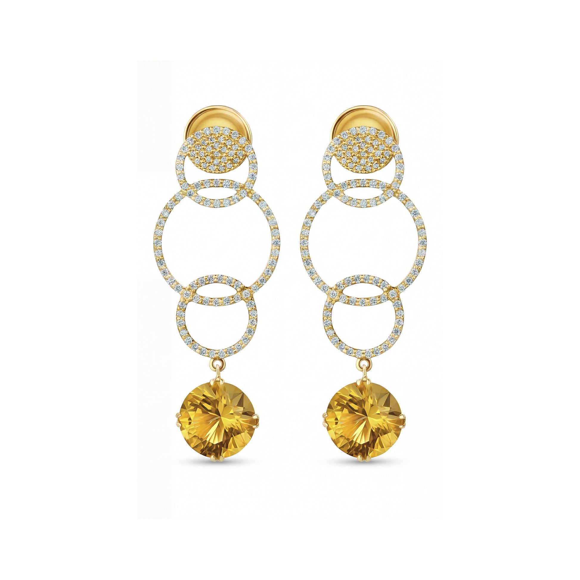 أقراط سيترين بتصميم أنيق