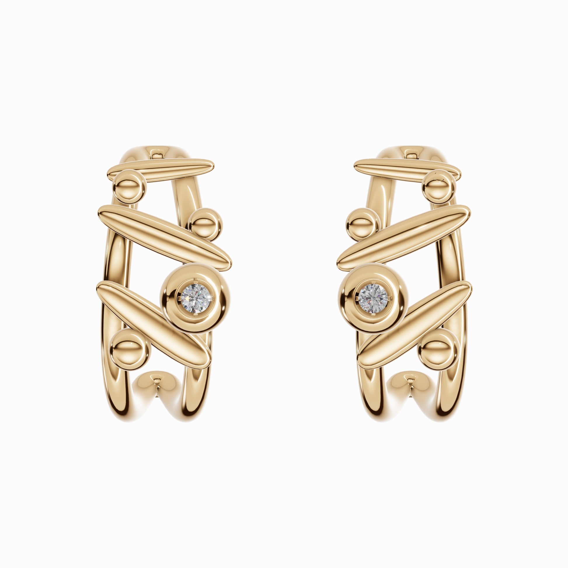 Eternal Now Earrings, Yellow Gold, Diamonds