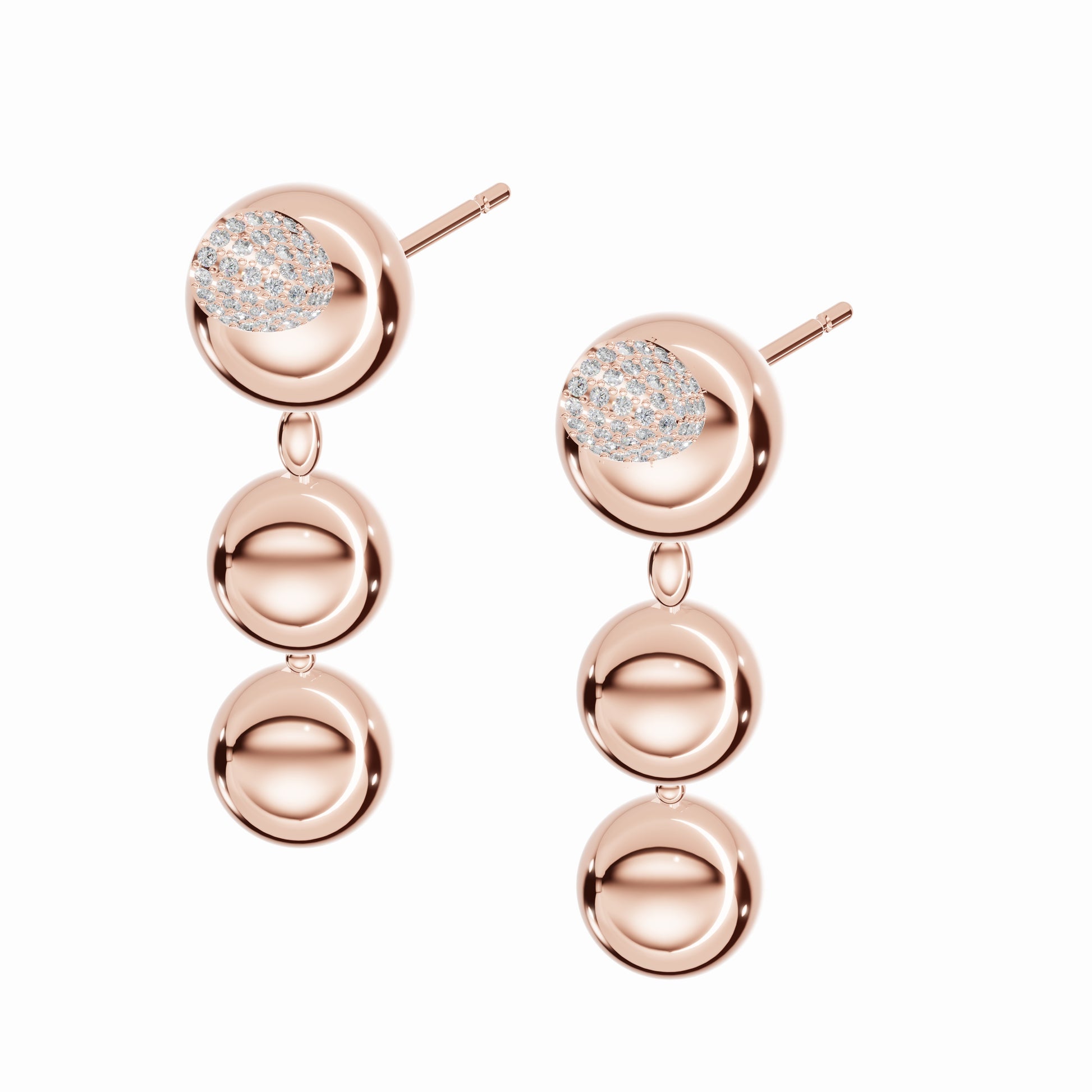 Flow Within Earrings, Rose Gold, Diamonds