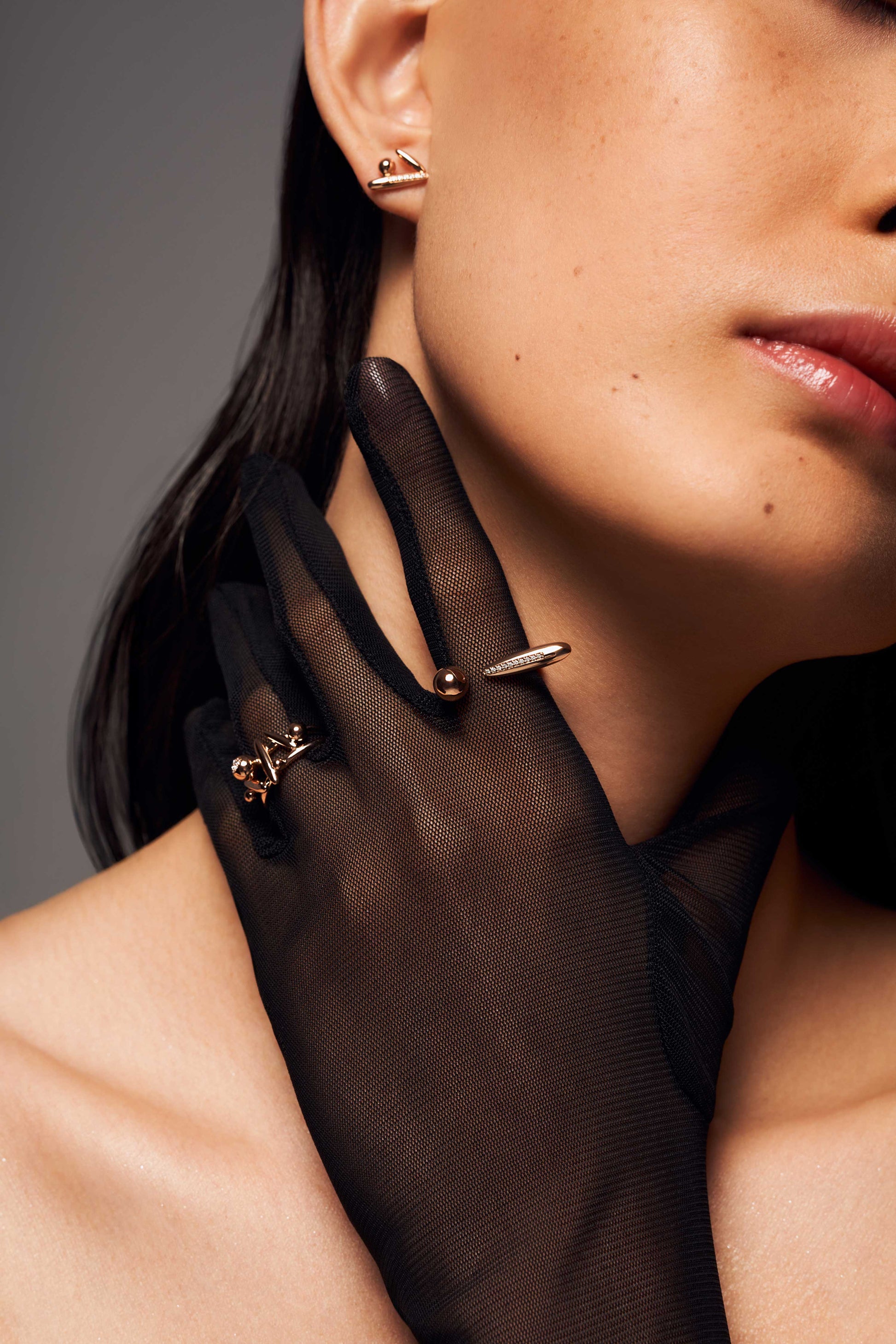 Flow Pause Return Ring, Yellow Gold, Diamonds