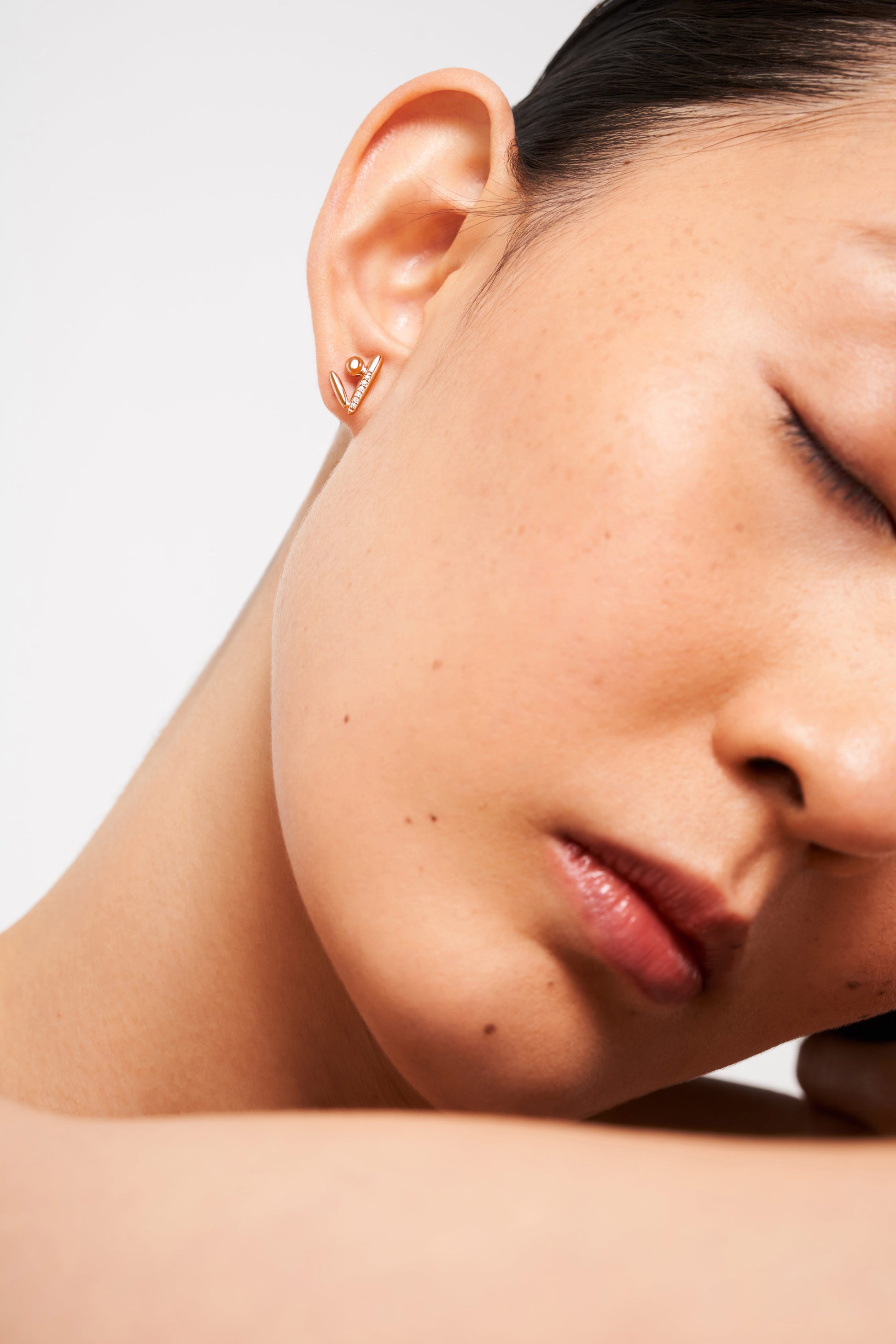 Quiet Strength Earrings, Rose Gold, Diamonds