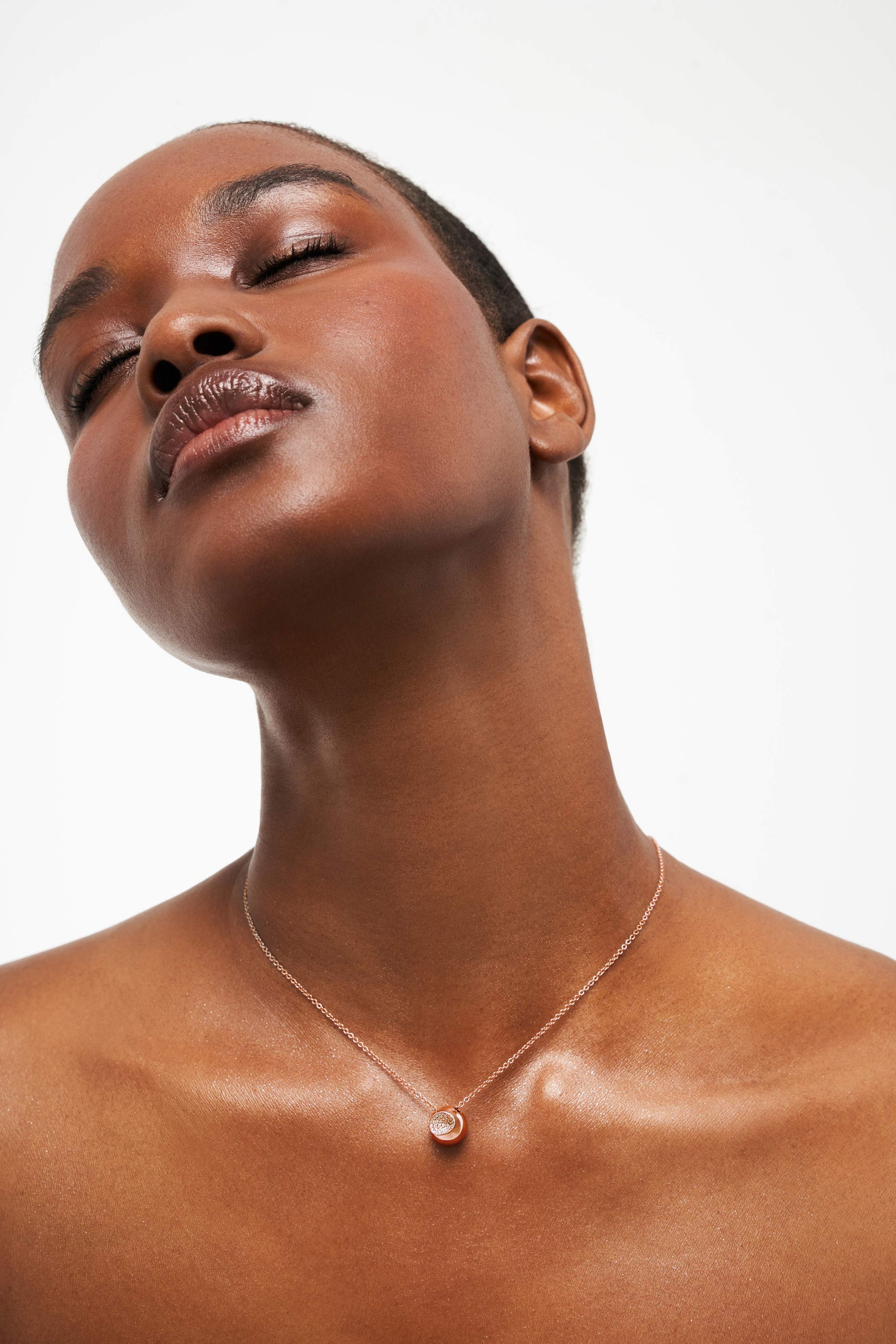 Aligned Within Necklace, Rose Gold, Diamonds