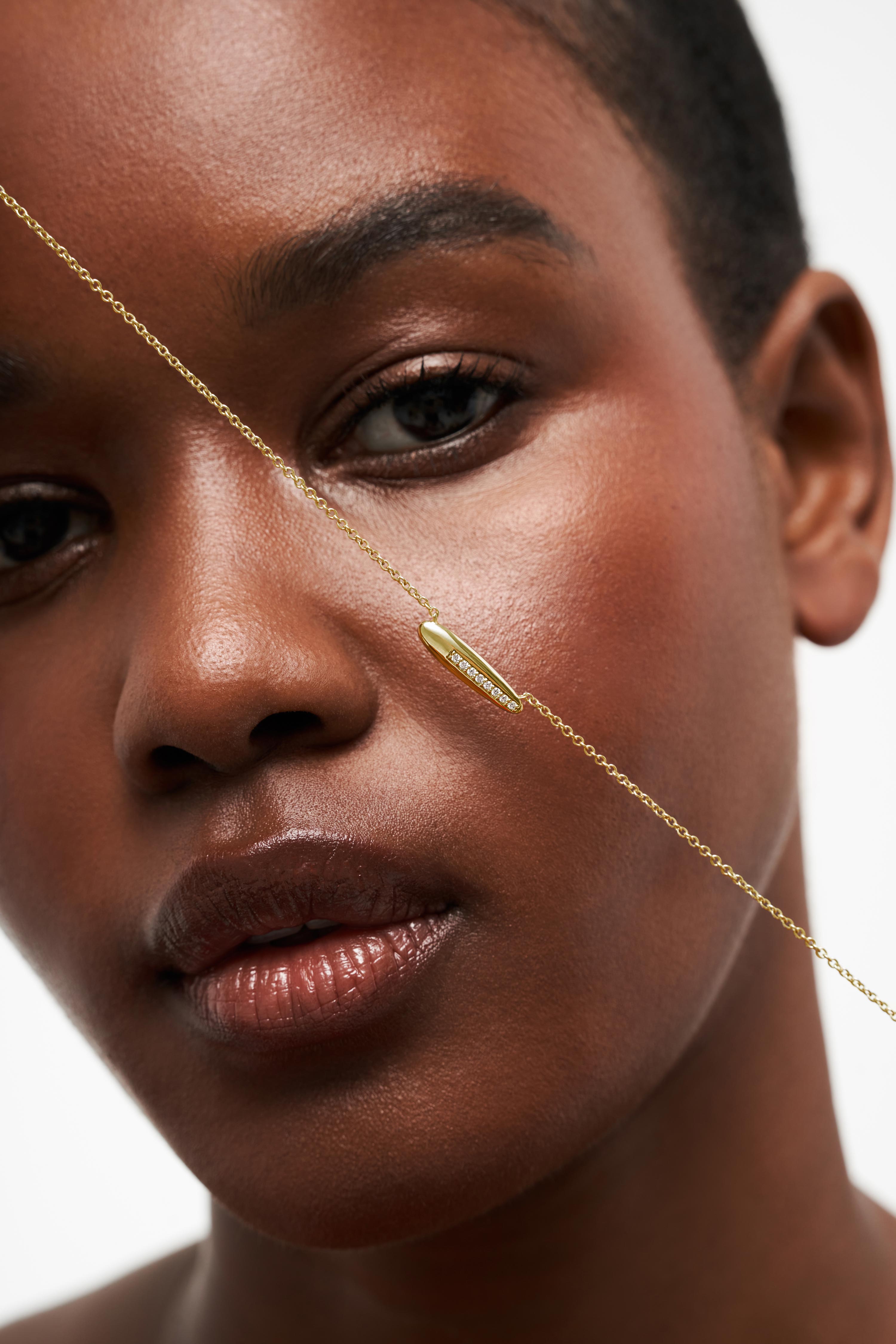 I Found Myself Here Necklace, Yellow Gold, Diamonds